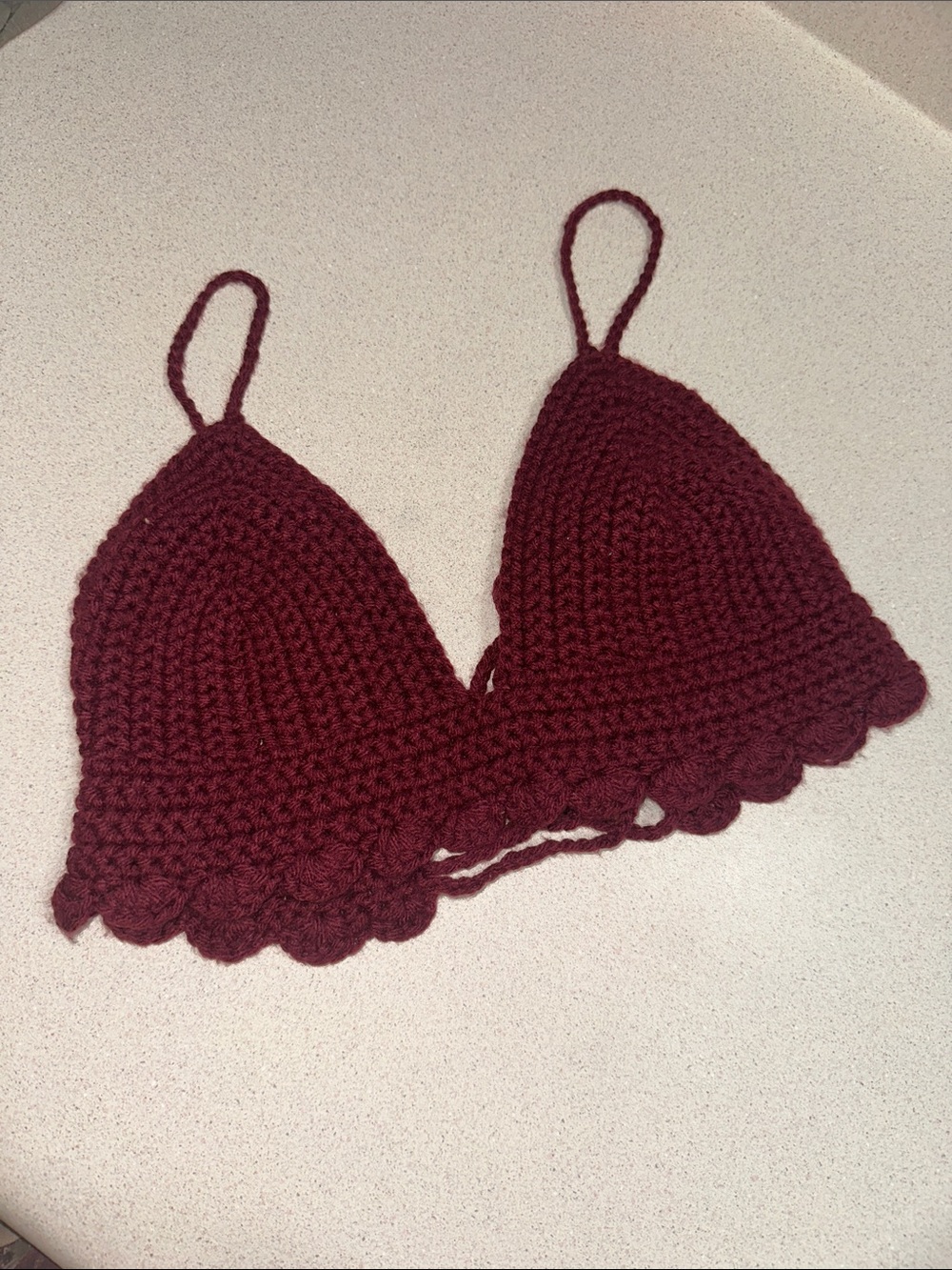 Crochet Bralette Top - Burgundy